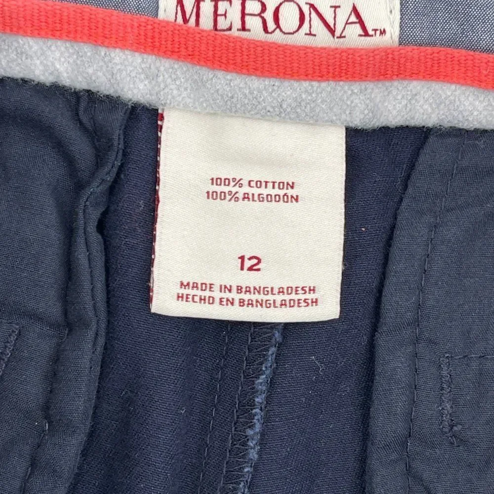 Solid Navy Blue Merona Cotton Chino High Waisted Shorts Size 12 - Picture 3 of 3